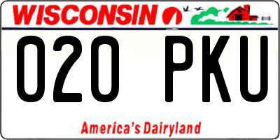 WI license plate 020PKU