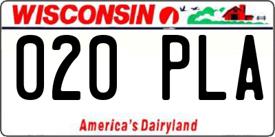 WI license plate 020PLA