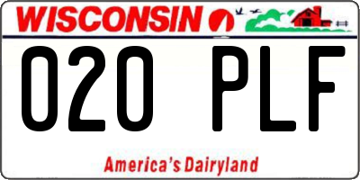 WI license plate 020PLF