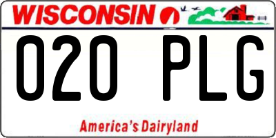 WI license plate 020PLG