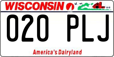 WI license plate 020PLJ
