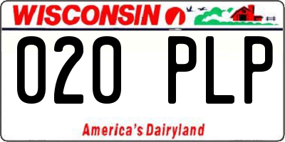 WI license plate 020PLP