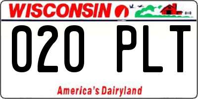 WI license plate 020PLT