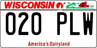 WI license plate 020PLW