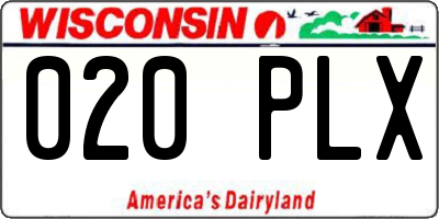 WI license plate 020PLX