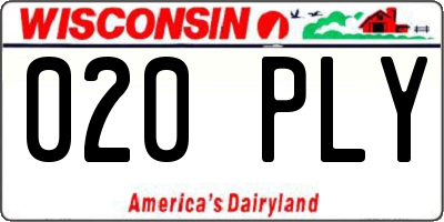 WI license plate 020PLY