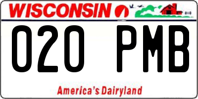 WI license plate 020PMB