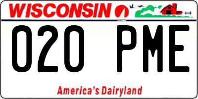 WI license plate 020PME