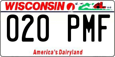 WI license plate 020PMF