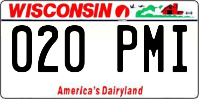 WI license plate 020PMI