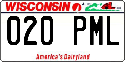 WI license plate 020PML