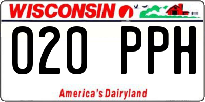 WI license plate 020PPH