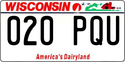 WI license plate 020PQU