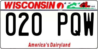 WI license plate 020PQW