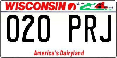 WI license plate 020PRJ