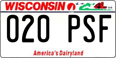 WI license plate 020PSF
