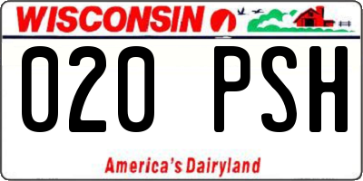 WI license plate 020PSH