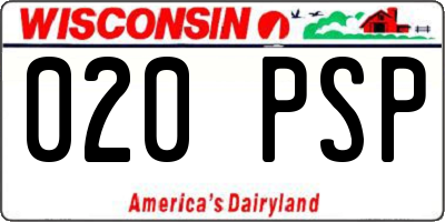 WI license plate 020PSP