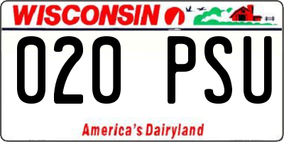 WI license plate 020PSU