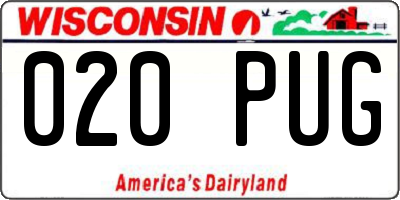 WI license plate 020PUG