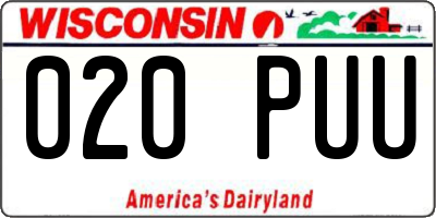 WI license plate 020PUU