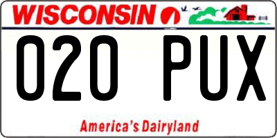 WI license plate 020PUX