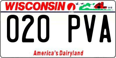 WI license plate 020PVA