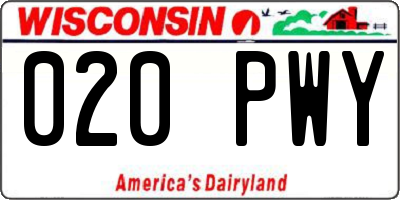 WI license plate 020PWY