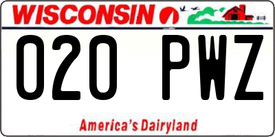 WI license plate 020PWZ
