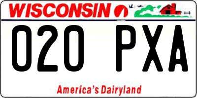 WI license plate 020PXA