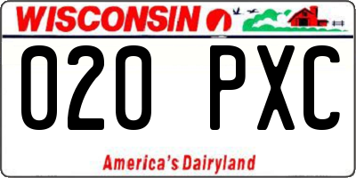 WI license plate 020PXC