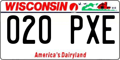 WI license plate 020PXE
