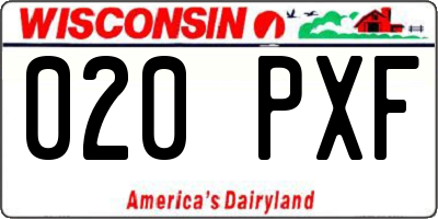 WI license plate 020PXF