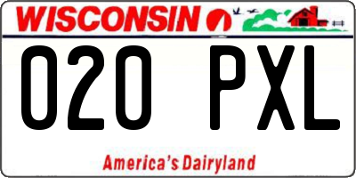 WI license plate 020PXL