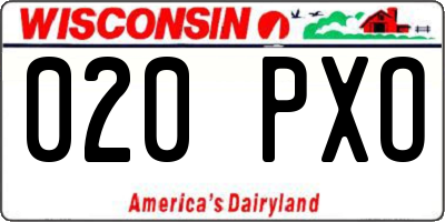 WI license plate 020PXO