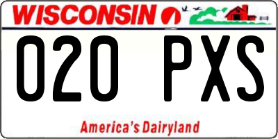 WI license plate 020PXS