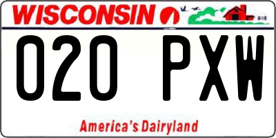 WI license plate 020PXW