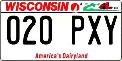 WI license plate 020PXY