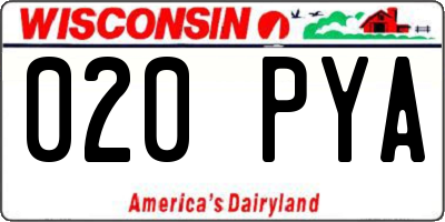 WI license plate 020PYA