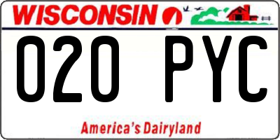 WI license plate 020PYC
