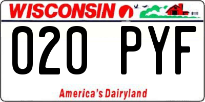 WI license plate 020PYF