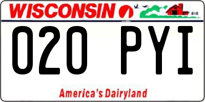 WI license plate 020PYI