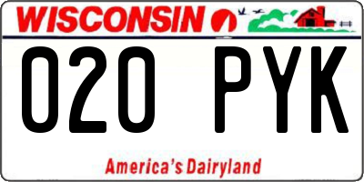 WI license plate 020PYK
