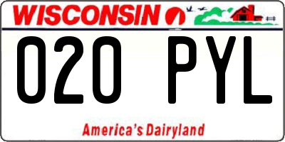 WI license plate 020PYL
