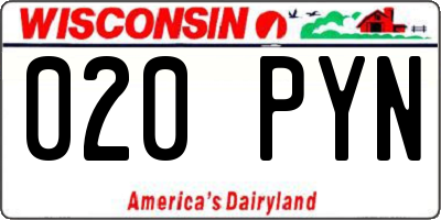 WI license plate 020PYN