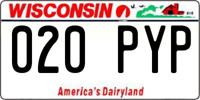 WI license plate 020PYP