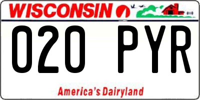 WI license plate 020PYR