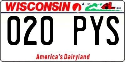 WI license plate 020PYS