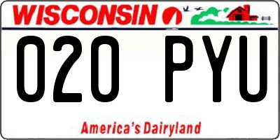 WI license plate 020PYU