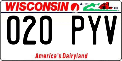 WI license plate 020PYV